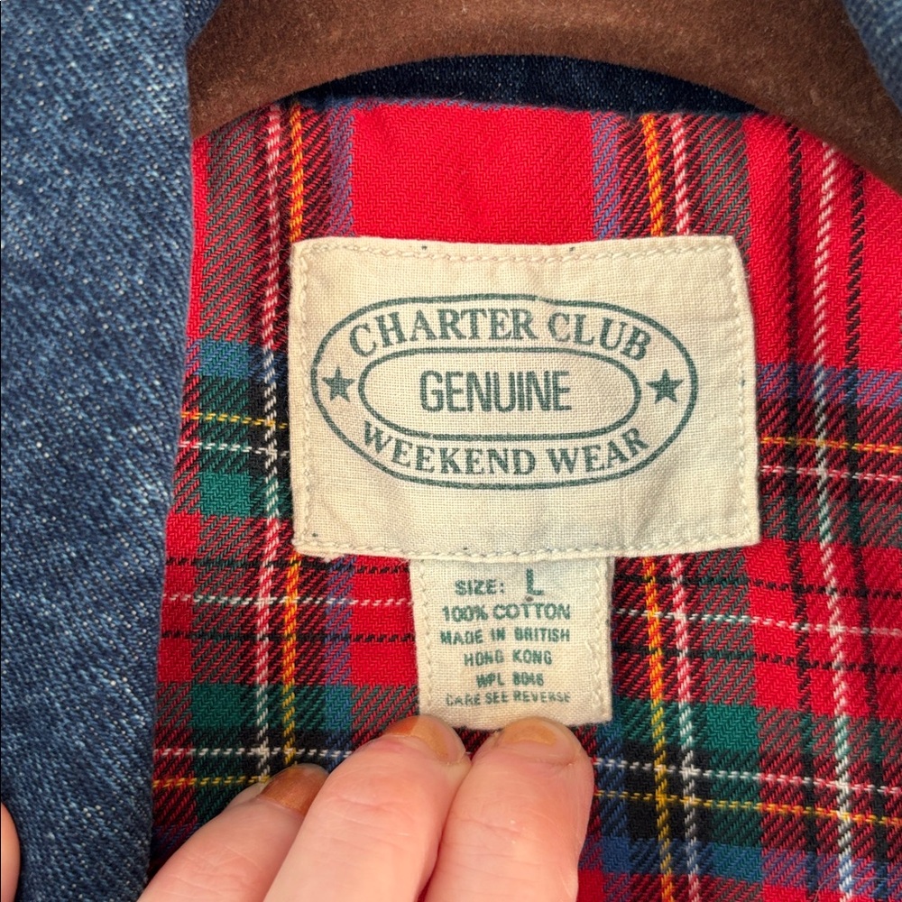 Charter Club Weekend Wear Red Plaid Cotton Chore Coat Sz Large Outerwear Flannel - Picture 12 of 15